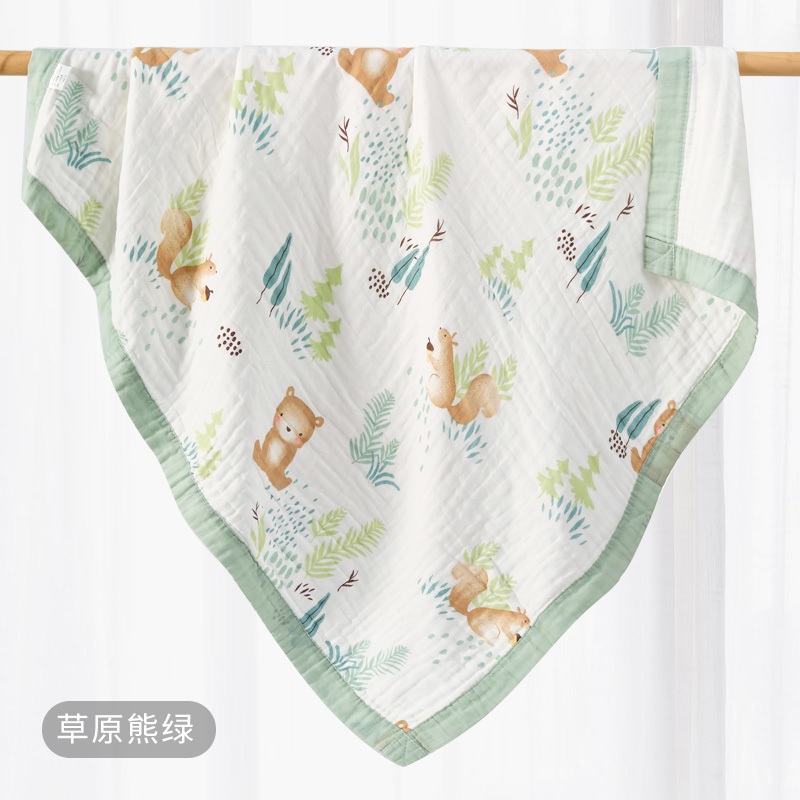 草原熊绿浴巾
